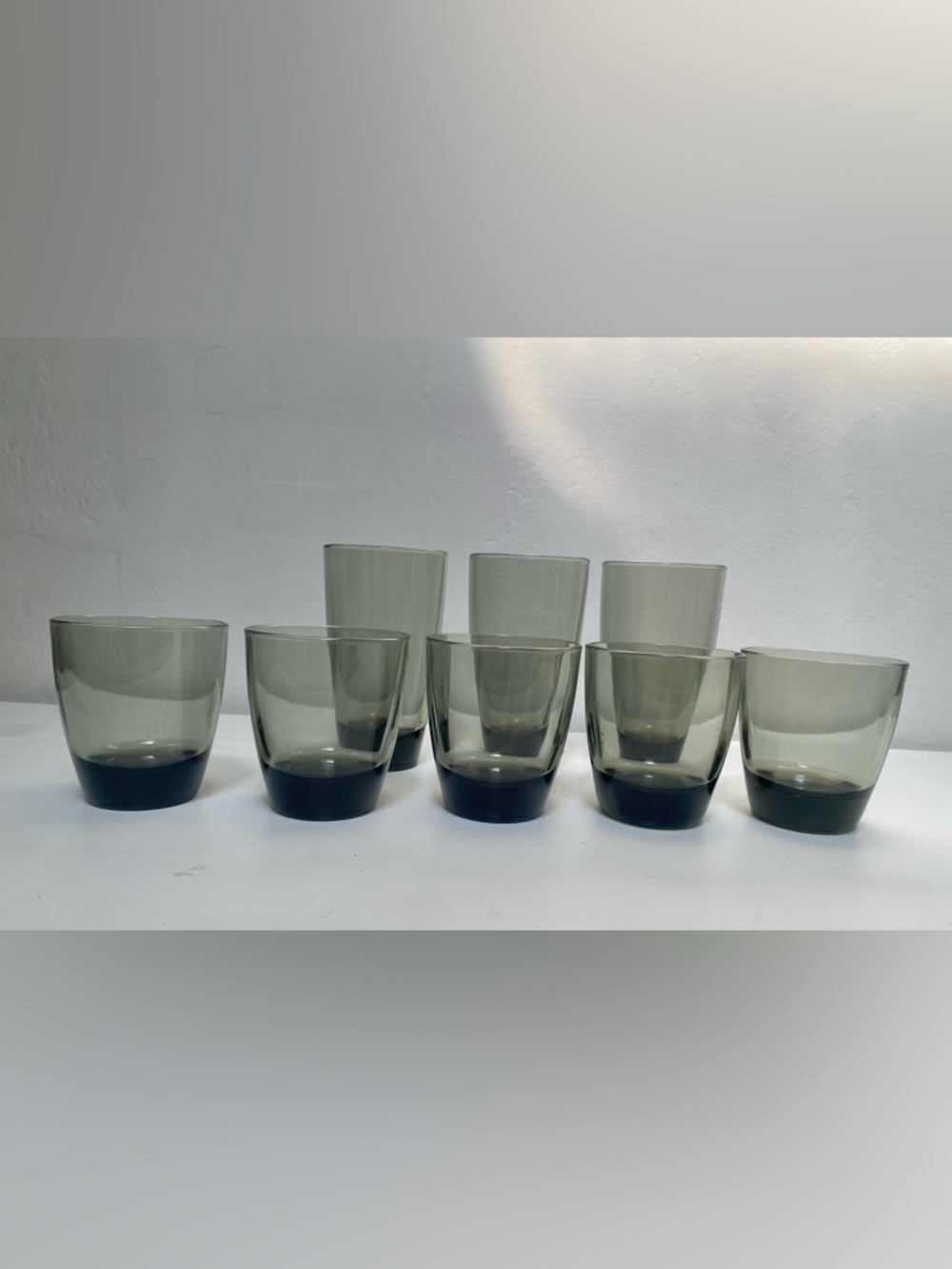 Vintage Libbey Smoke Gray Heavy Glasses-Tumbler-Old Fashioned- Memphis MCM